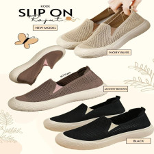 (SIAP KIRIM) SEPATU SLIP ON RAJUT - BLACK SIZE 41
