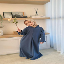   (SIAP KIRIM) ABAYA KNIT ANAK NAVY SIZE S