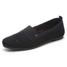 (SIAP KIRIM) KNITTED FLATSHOES - BLACK SIZE 38