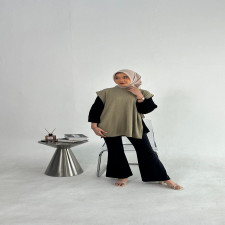 (SIAP KIRIM) VEST KNIT APRON - GREEN